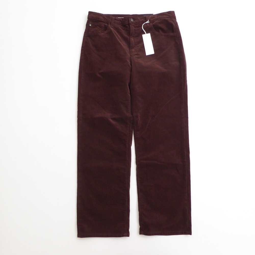 AG Adriano Goldschmied Women Pants Burgundy Brinley Mid-Rise Straight 32